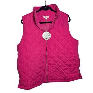 Umgee USA Magenta Pink Quilted Vest Mock Neck Plus Size XL Outdoors Rustic